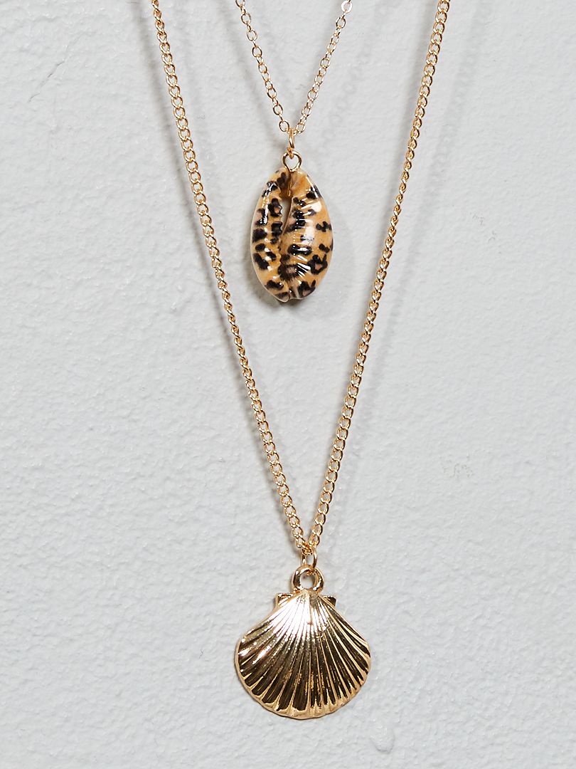 Collier 3 rangs avec pendentifs coquillage - doré léopard - Kiabi - 6.00€