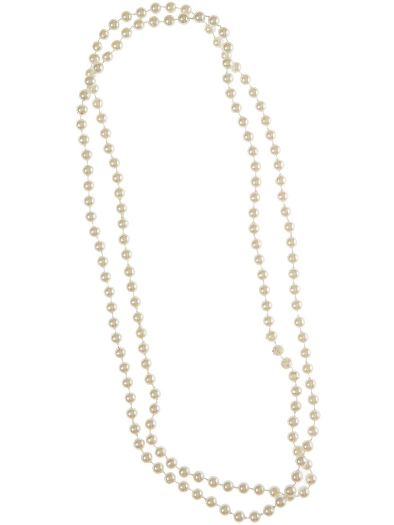 Collier de perles long blanc - Kiabi