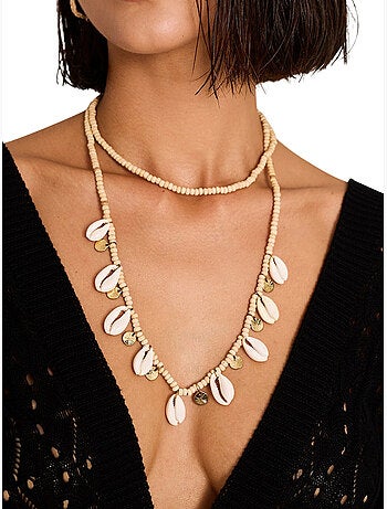 Collier long coquillages complementos