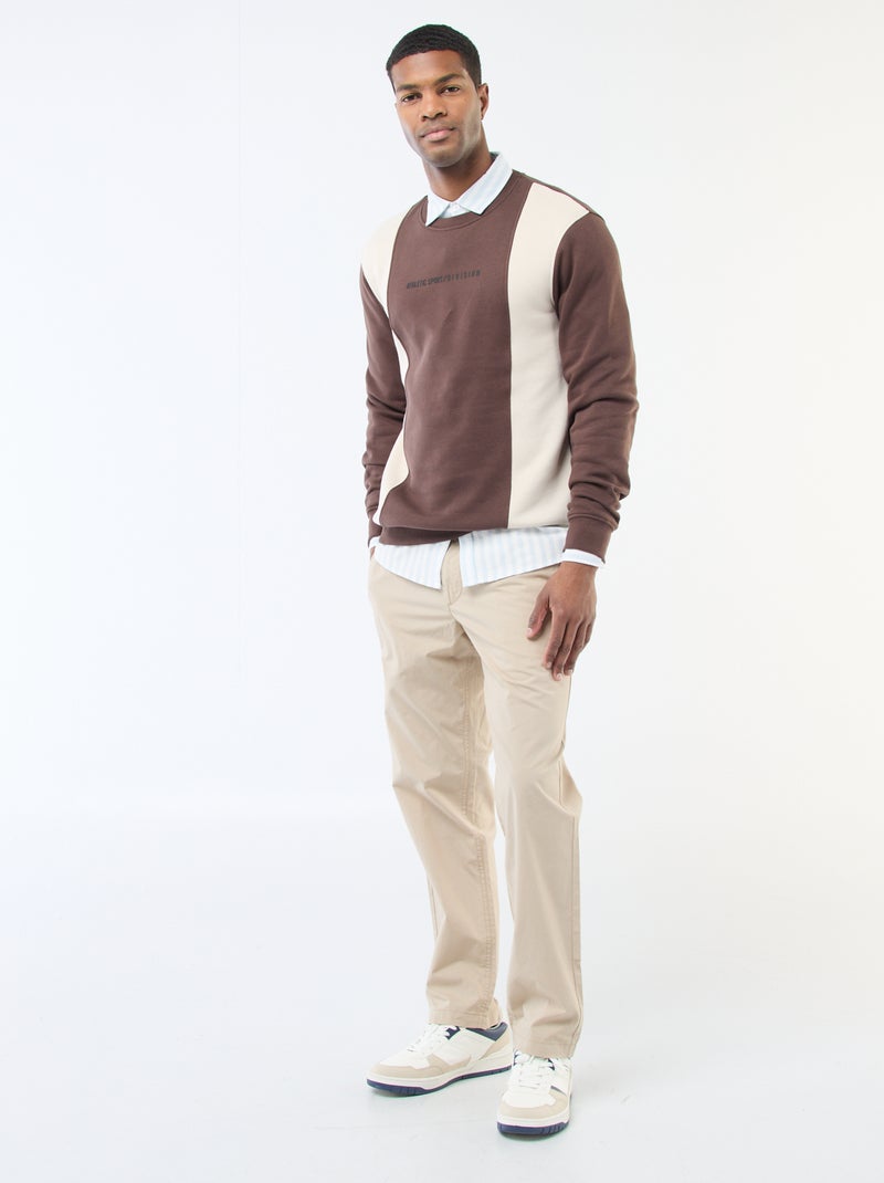 Colorblock sweater in sportswearstijl Bruin - Kiabi