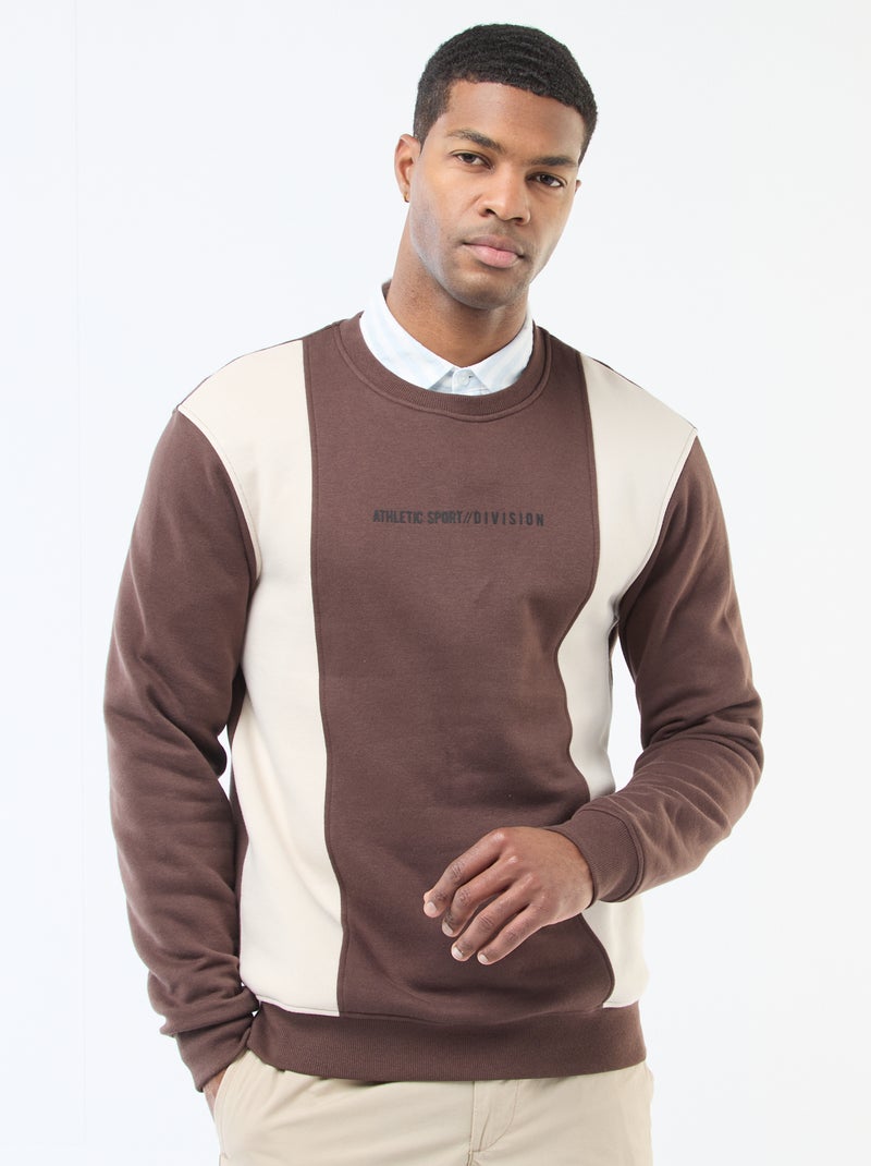 Colorblock sweater in sportswearstijl Bruin - Kiabi