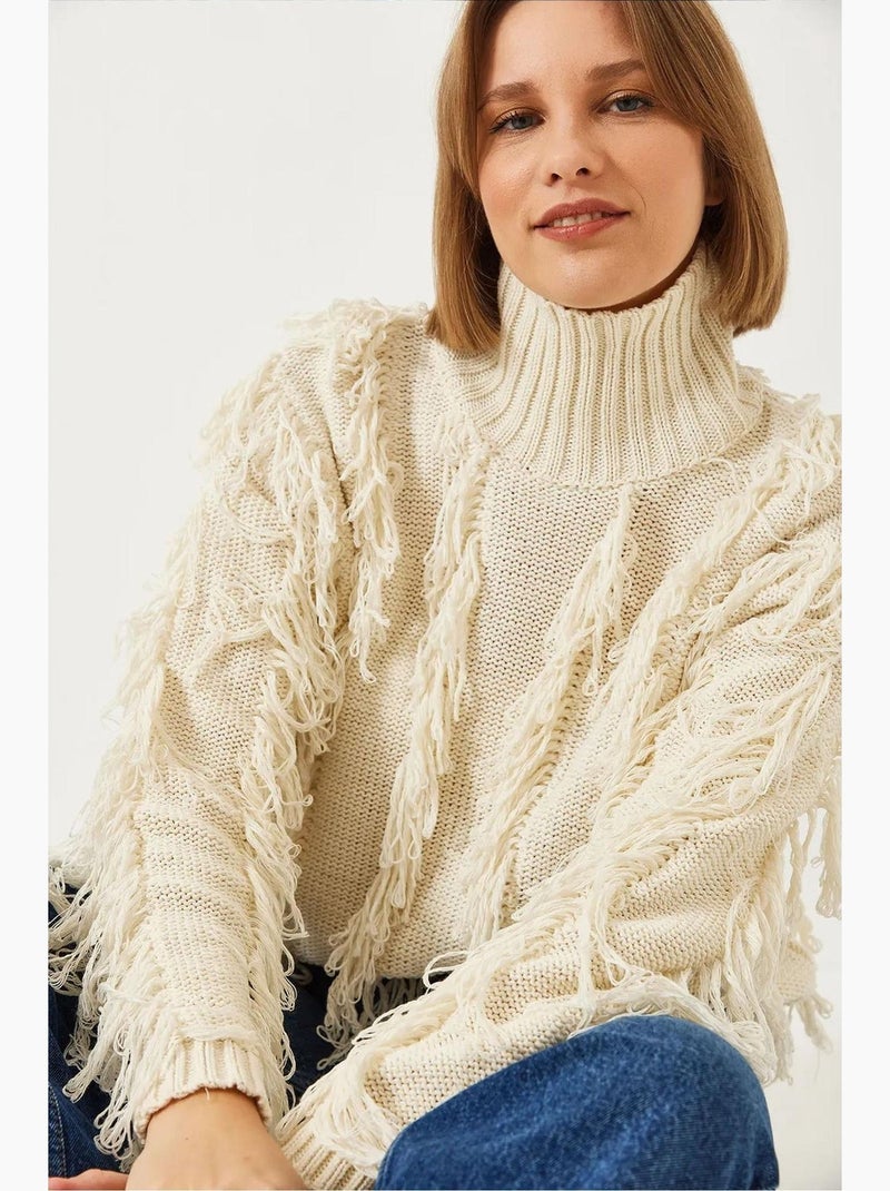 Coltrui met franjes lucci Klei-beige - Kiabi