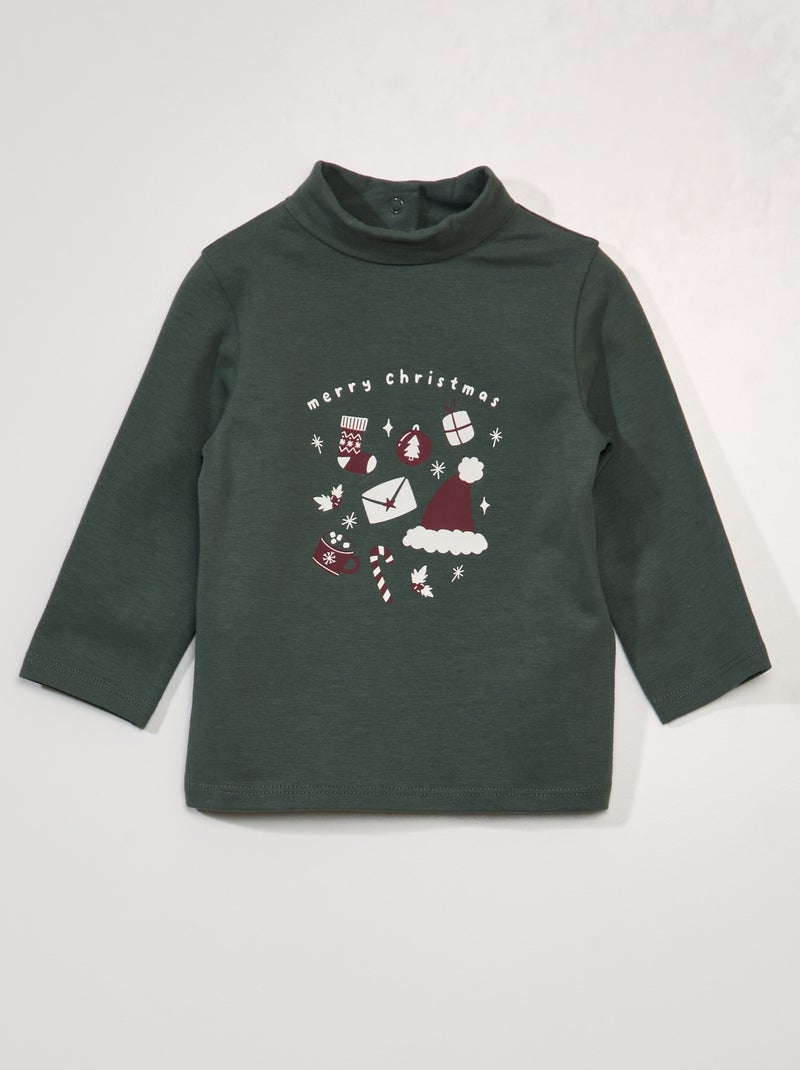 Coltruitje van jersey met hoge kraag GROEN - Kiabi