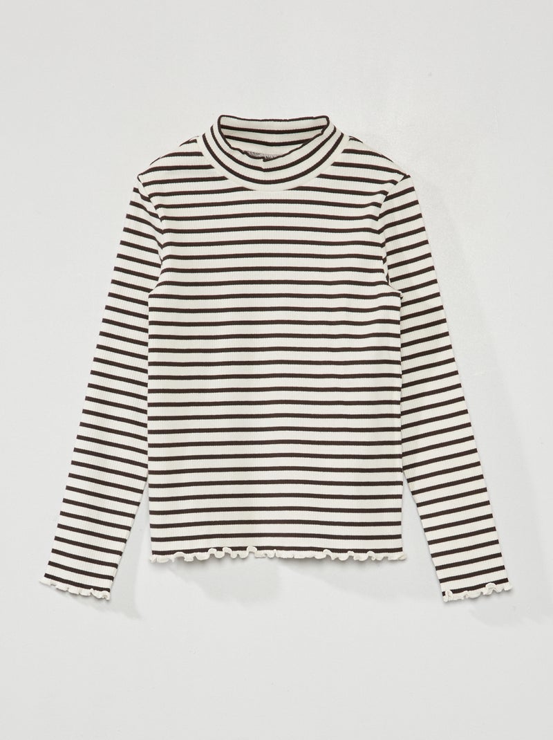 Coltruitje van ribtricot met print ZWART - Kiabi