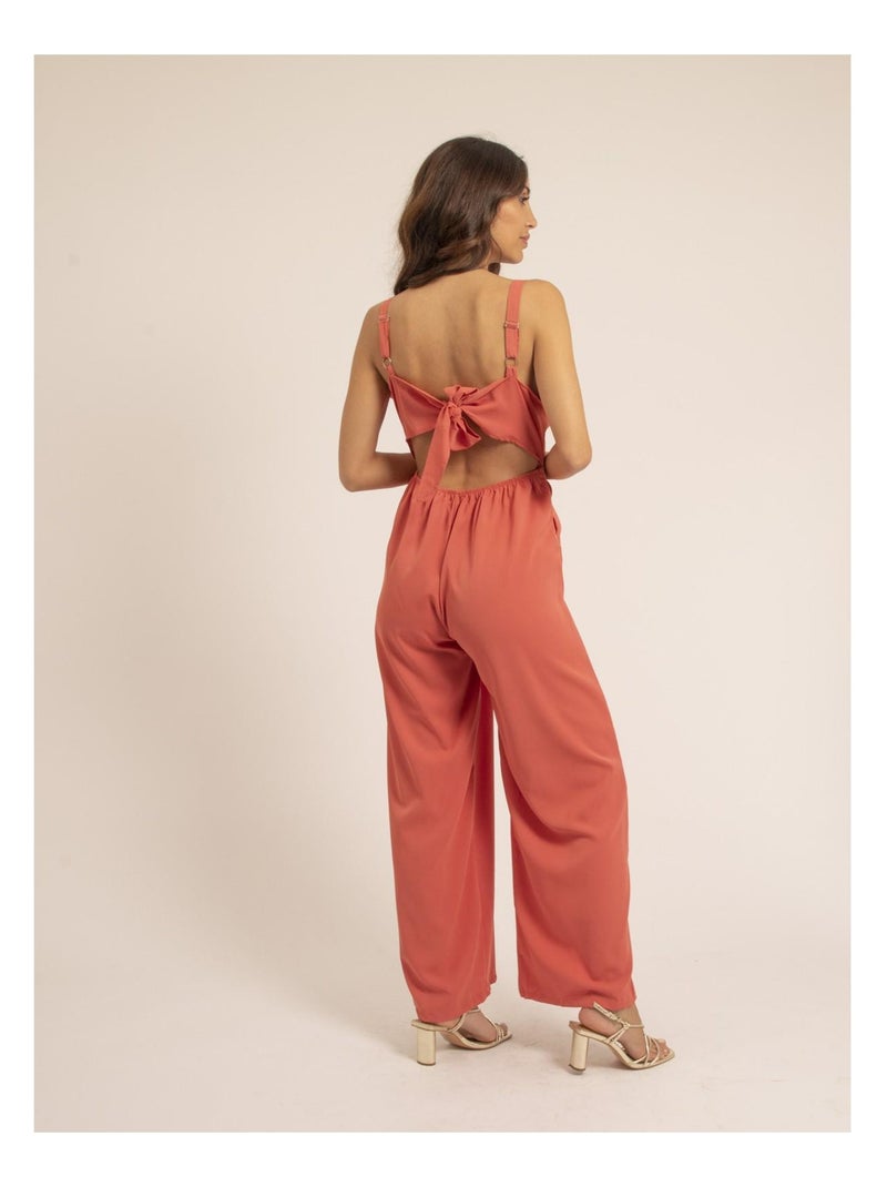 Combi pantalon dos nu elina Orange corail - Kiabi