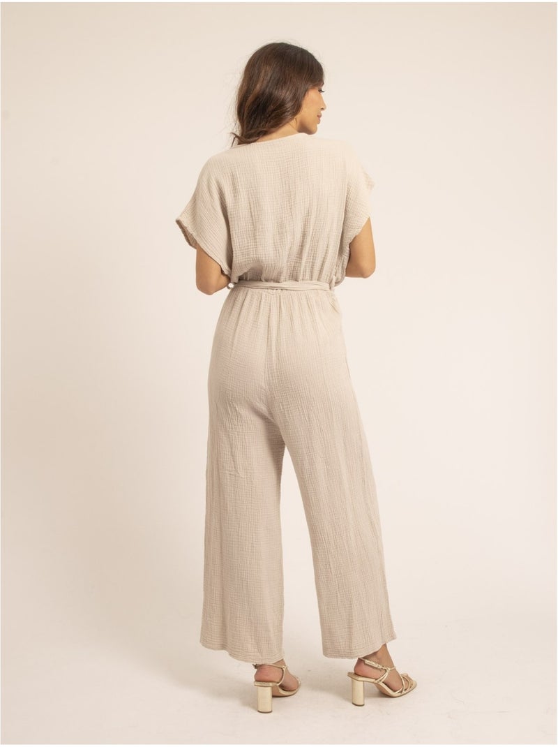 Combi pantalon gaze de coton erolie Beige - Kiabi