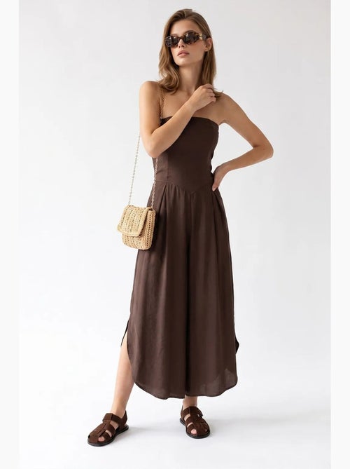 Combinaison bustier à jambe large et fente mixray - Kiabi