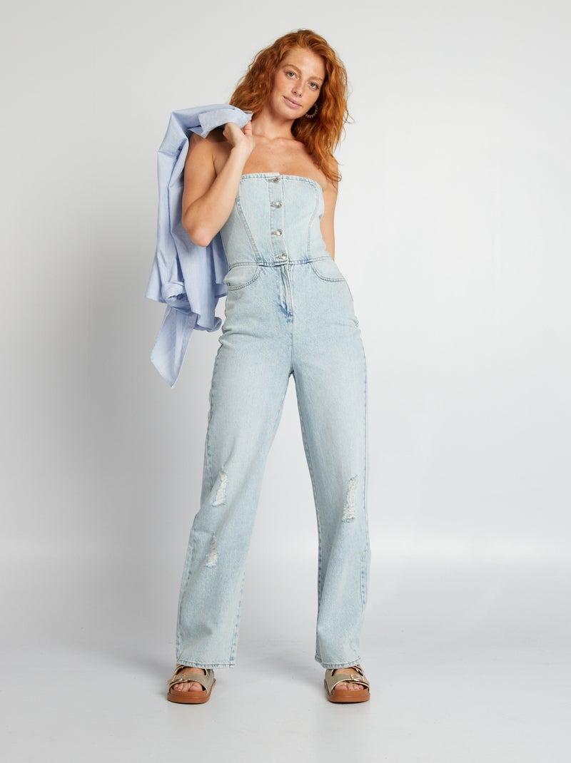 Combinaison Bustier Femme Ensemble Bustier Pantalon Combinaison Bustier En  Denim Denim Femme Kiabi