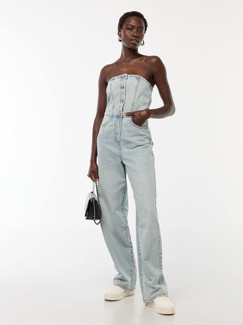 Combinaison bustier en jean - Kiabi
