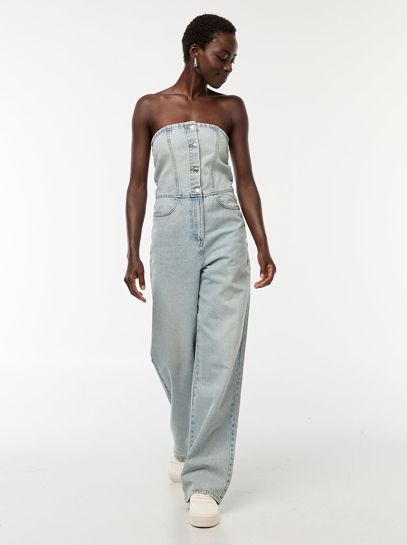 Combinaison bustier en jean Bleu - Kiabi