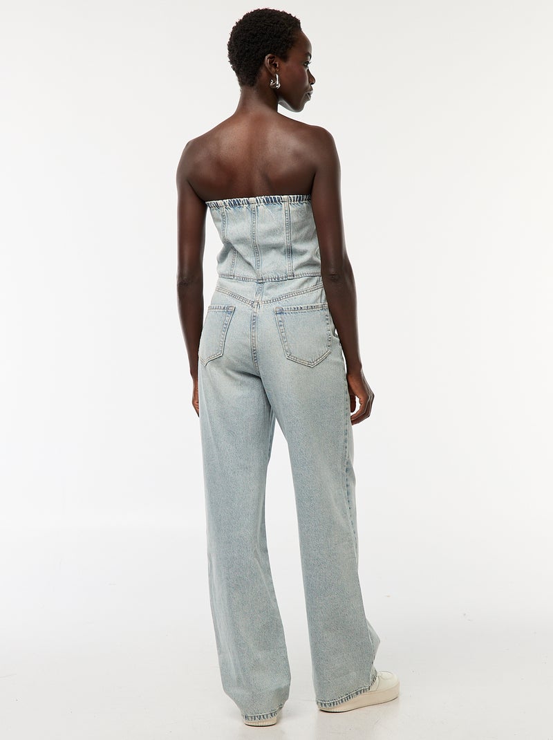 Combinaison bustier en jean Bleu - Kiabi