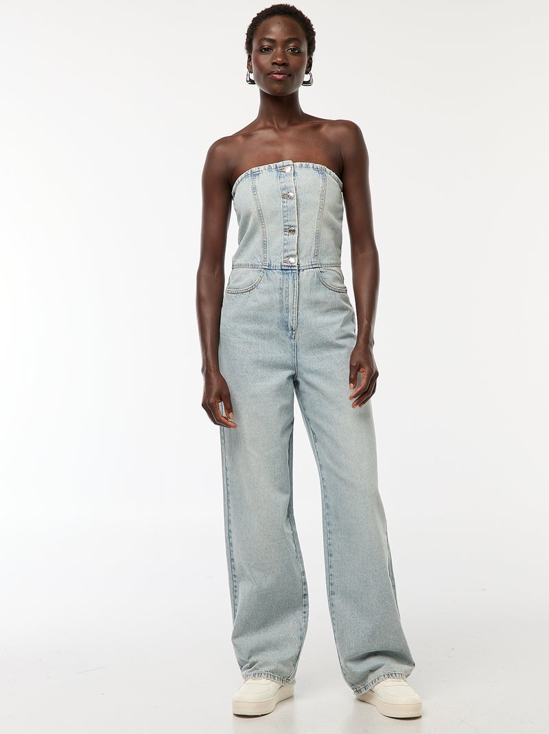 Combinaison bustier en jean Bleu - Kiabi