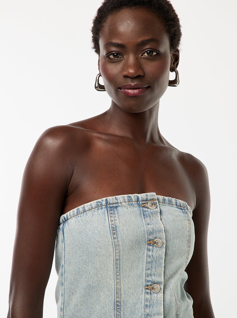 Combinaison bustier en jean Bleu - Kiabi