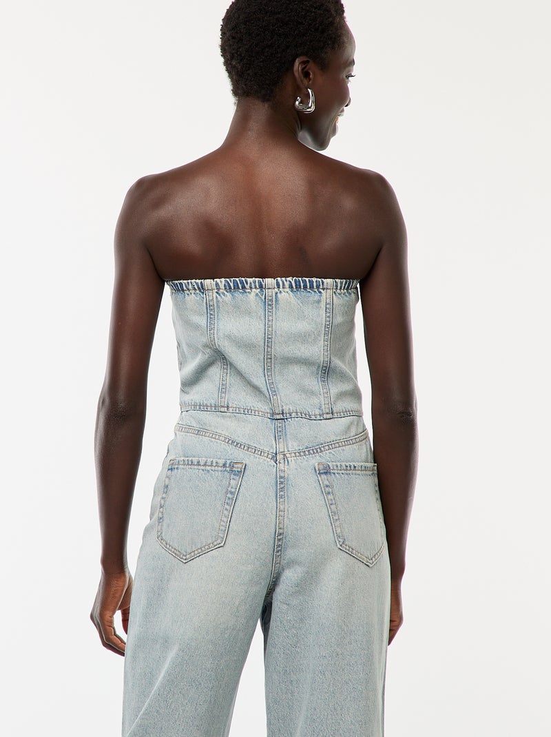 Combinaison bustier en jean Bleu - Kiabi