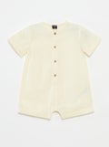 Combinaison courte boutonnée unie beige - Kiabi