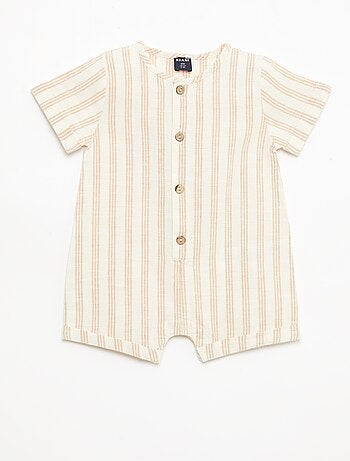 Combinaison courte en coton et lin mélangés