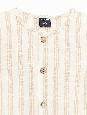 Combinaison courte en coton et lin mélangés