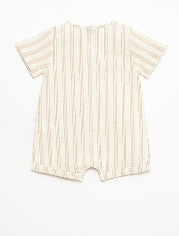 Combinaison courte en coton et lin mélangés