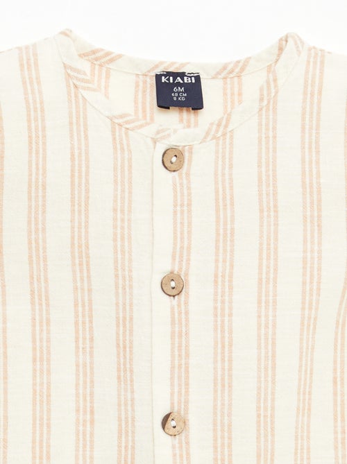 Combinaison courte en coton et lin mélangés - Kiabi