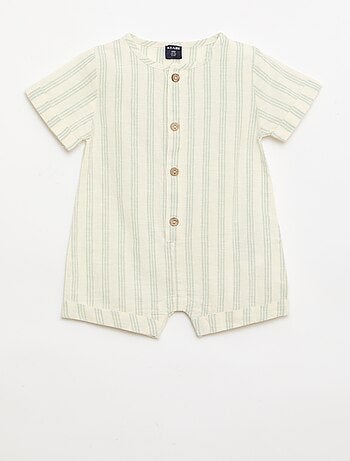 Combinaison courte en coton et lin mélangés