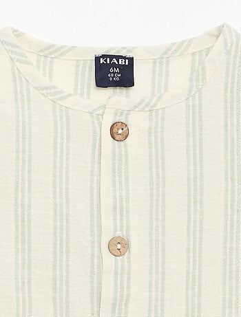 Combinaison courte en coton et lin mélangés