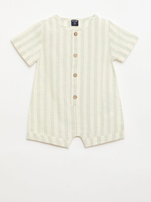 Combinaison courte en coton et lin mélangés - Kiabi