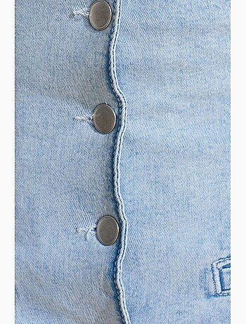 Combinaison courte en denim à col halter dilvin