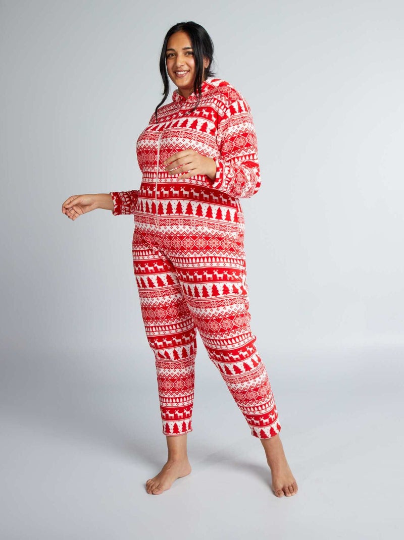 Combinaison de Noël en polaire rouge/blanc - Kiabi