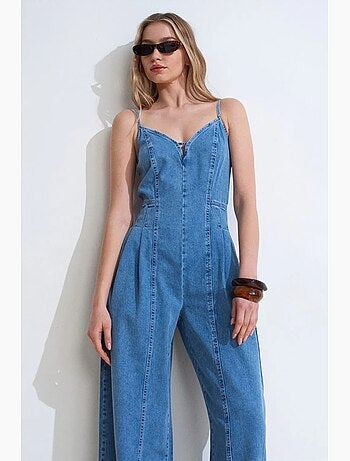 Combinaison en denim à jambes larges dilvin