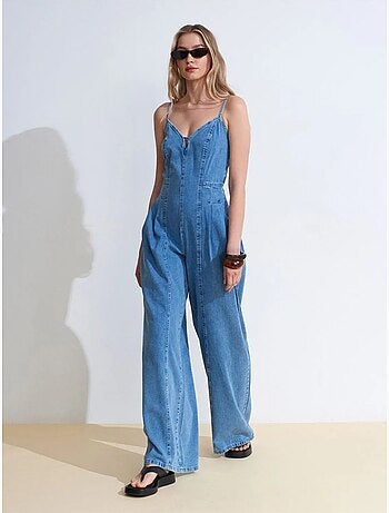 Combinaison en denim à jambes larges dilvin