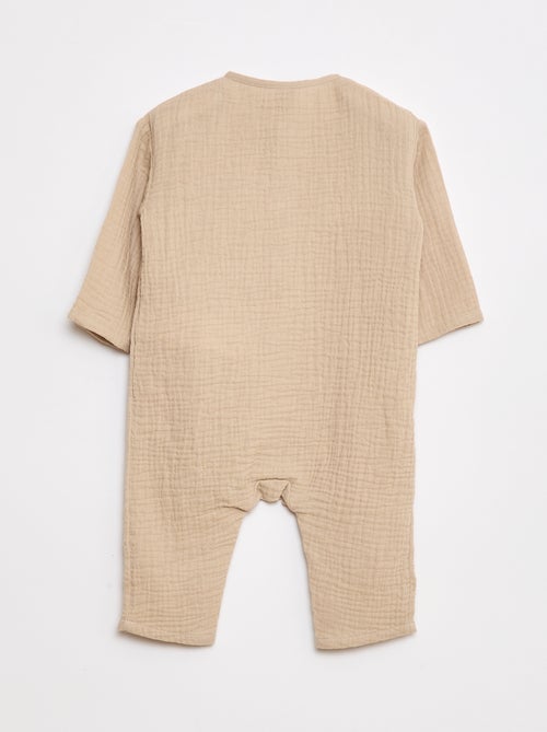 Combinaison en gaze de coton à manches longues - Kiabi