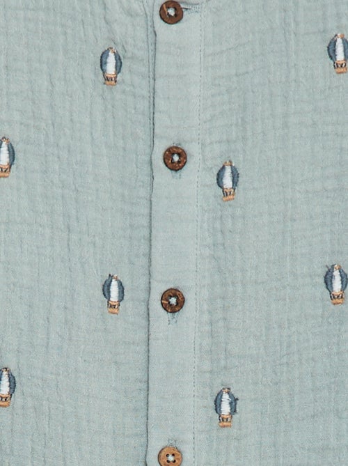 Combinaison en gaze de coton à manches longues - Kiabi