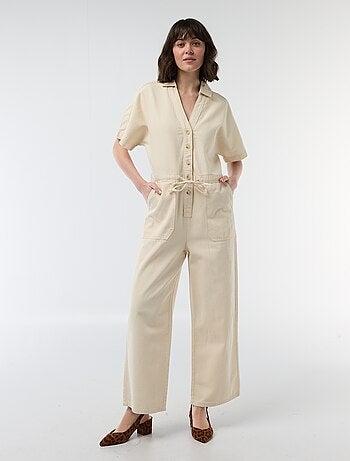 Combinaison en jean à manches courtes