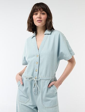 Combinaison en jean à manches courtes