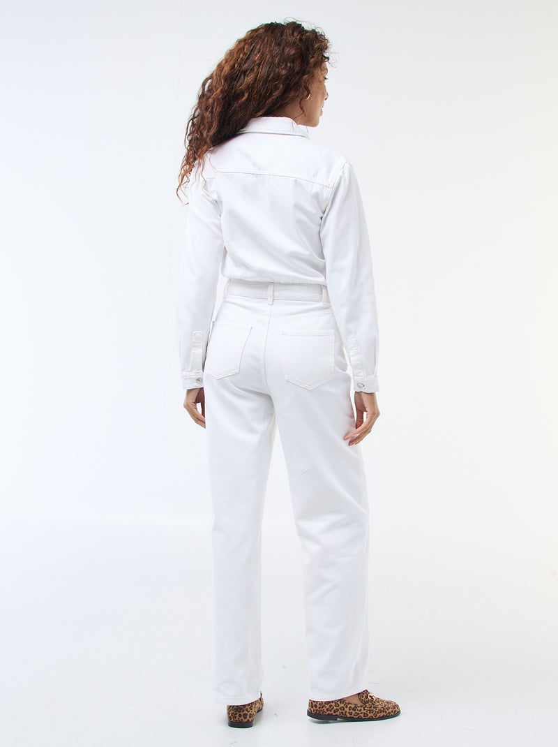 Combinaison en jean manches longues Blanc - Kiabi