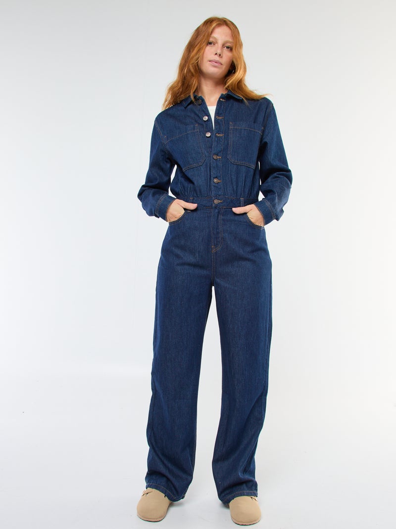 Combinaison en jean manches longues Bleu - Kiabi