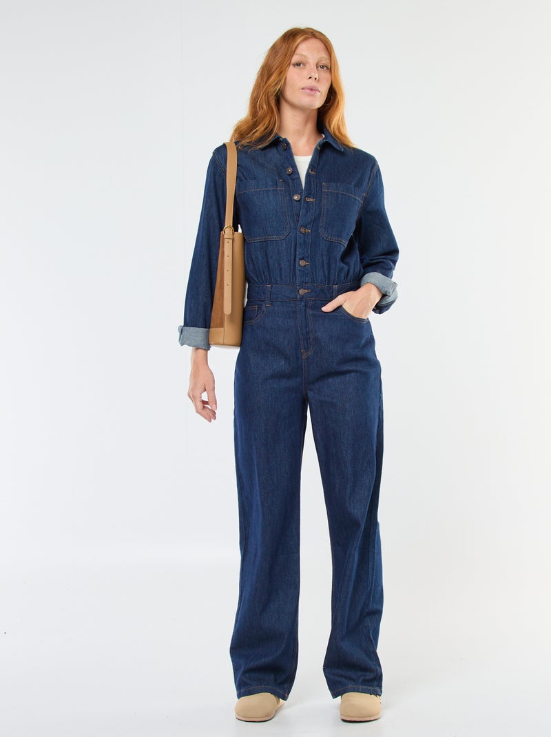 Combinaison en jean manches longues Bleu - Kiabi