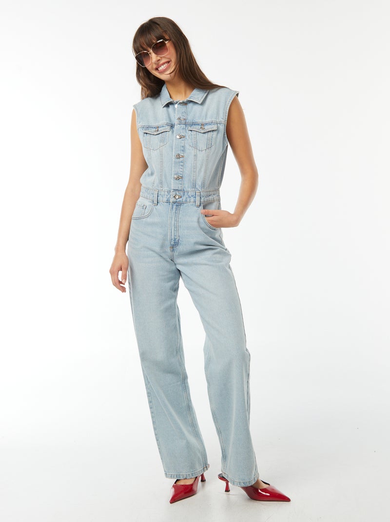 Combinaison en jean sans manches Bleu - Kiabi