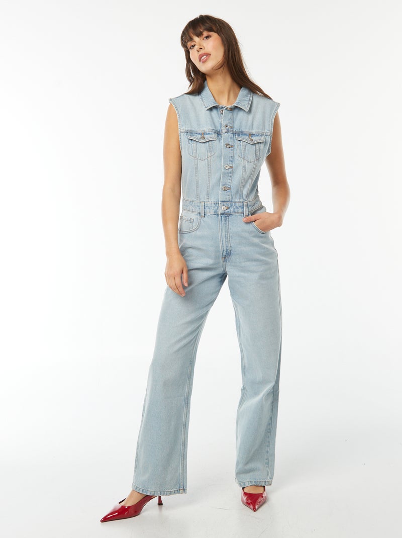 Combinaison en jean sans manches Bleu - Kiabi