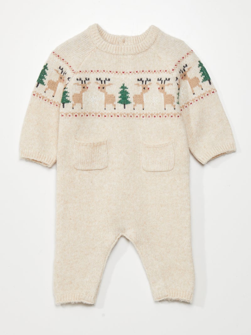 Alaurbeauty Combinaison De Noël Pour Femme Sexy Pyjama De Noël Grenouillère Une Pièce à Manches Longues Col En V Élan Vêtements De Nuit De Noël Onesie, A-Elk, XL