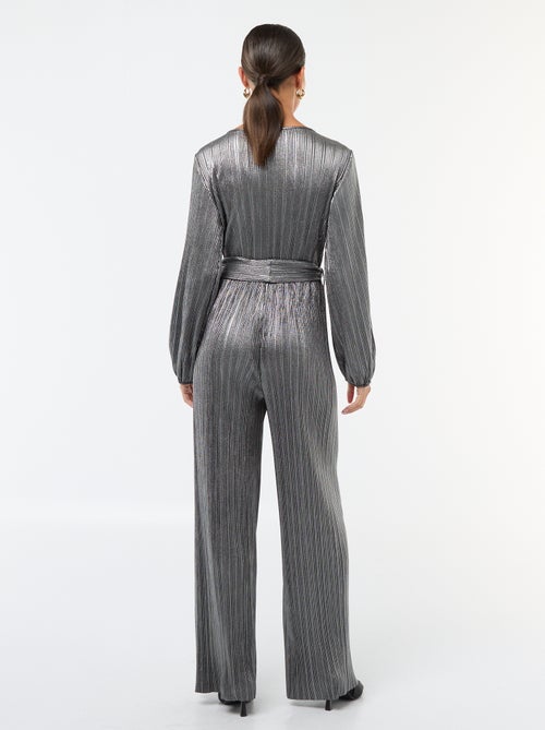 Combinaison jambe large en maille plissée - Kiabi