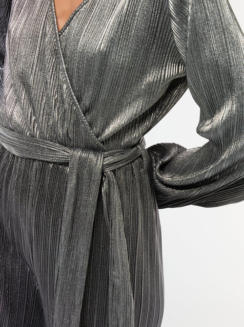 Combinaison jambe large en maille plissée - Kiabi