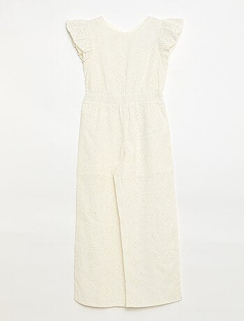 Combinaison large en broderie anglaise volantée coton