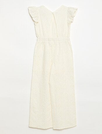 Combinaison large en broderie anglaise volantée coton