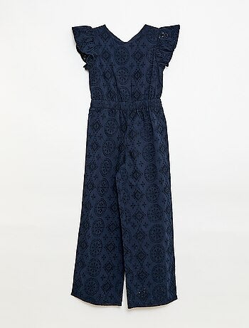 Combinaison large en broderie anglaise volantée coton