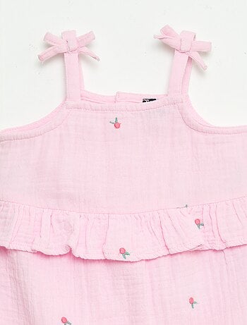 Combinaison longue à bretelles en popeline de coton