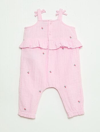 Combinaison longue à bretelles en popeline de coton