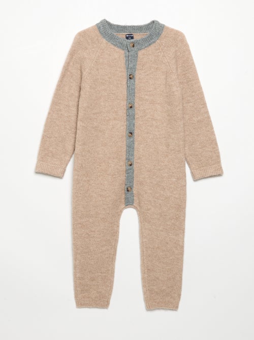 Combinaison longue bicolore en tricot - Kiabi