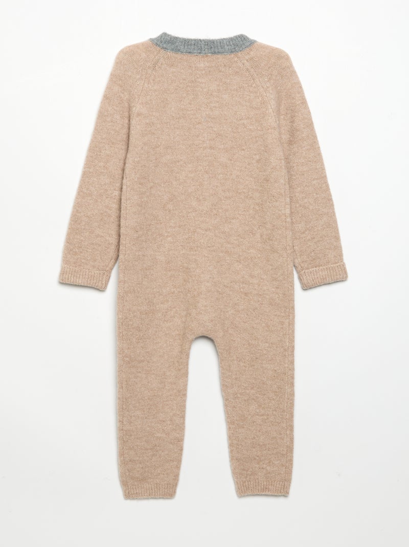 Combinaison longue bicolore en tricot Beige - Kiabi