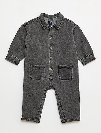 Combinaison longue en jean à ouverture boutonnée